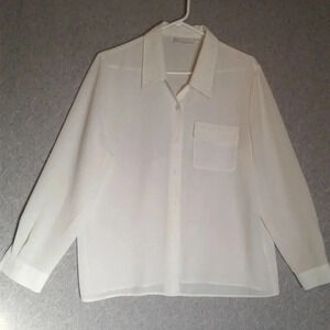 Women's Creamy White Polyester Embroidered  Blouse. Size 12